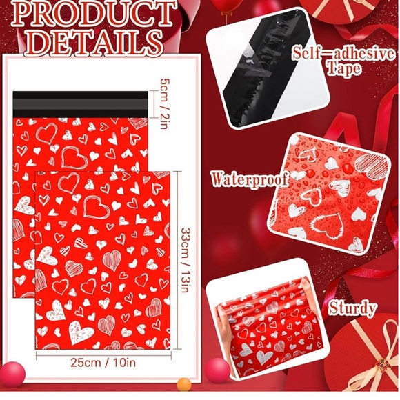 20 Pcs (5 of each) Large Valentine's Day Poly Mailers 10 x 13 Inch Shipping Bags - Picture 2 of 4